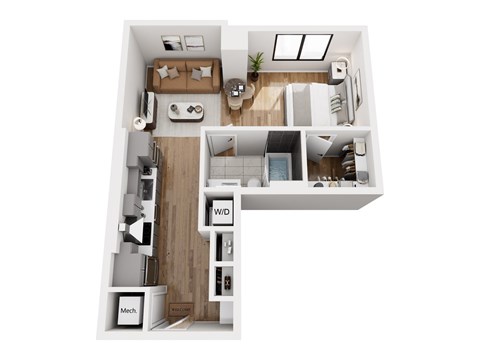 Floor plan for studio, 1 bath, 564 sqft